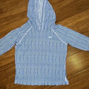 Vineyard Vines GIrls Bimini Blue Hooded Rash guard size Medium (8-10) EUC